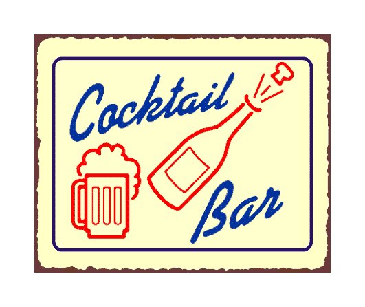 Cocktail Bar Metal Art Sign