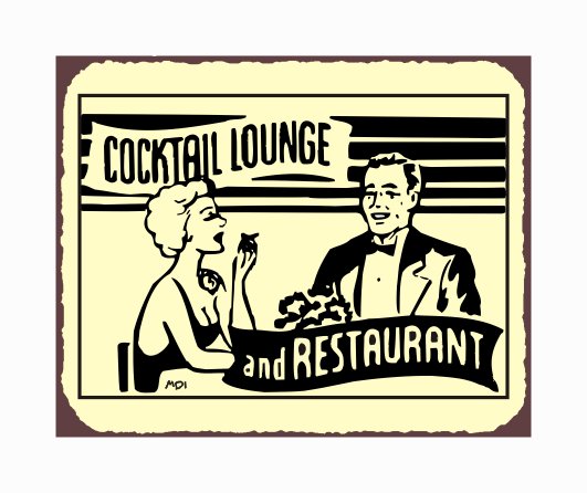 Cocktail Lounge and Restaurant Metal Art Sign