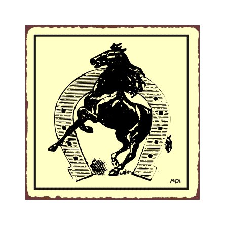 Horse in a Horseshoe Metal Art Sign