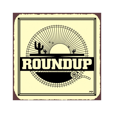 Roundup Cactus Metal Art Sign