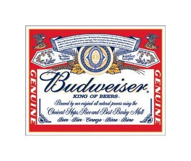 Budweiser Label Tin Sign