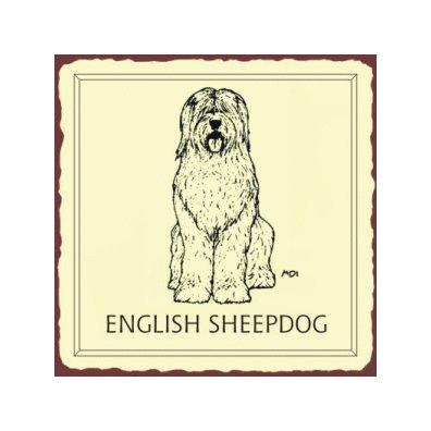 English Sheepdog Metal Art Sign