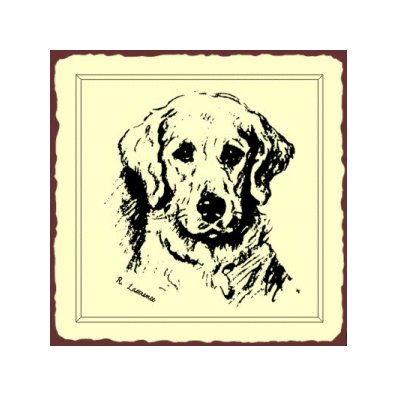 Retriever Dog Sketch Metal Art Sign
