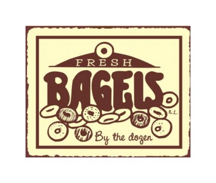Fresh Bagels by the Dozen Metal Art Sign