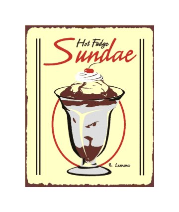 Hot Fudge Sundae Metal Art Sign