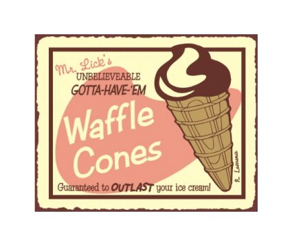 Mr. Lick's Waffle Cones Metal Art Sign