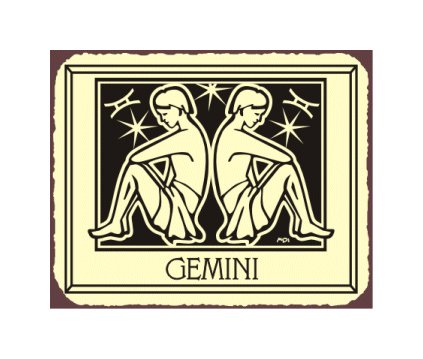 Gemini Zodiac Metal Art Sign
