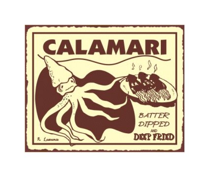 Calamari Batter Dipped and Deep Fried Metal Art Sign