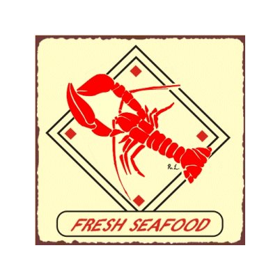 Fresh Seafood Lobster Metal Art Sign