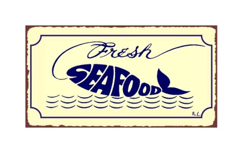 Fresh Seafood Fish Metal Art Sign