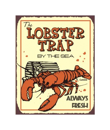 The Lobster Trap by the Sea - Metal Art Sign
