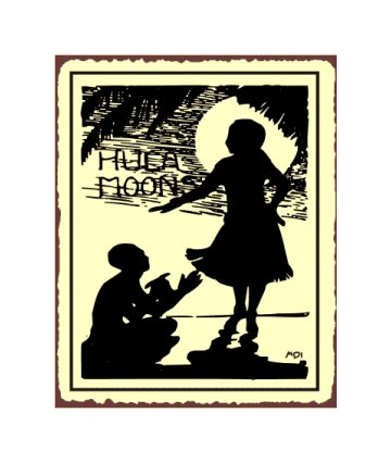 Hula Moon Metal Art Sign