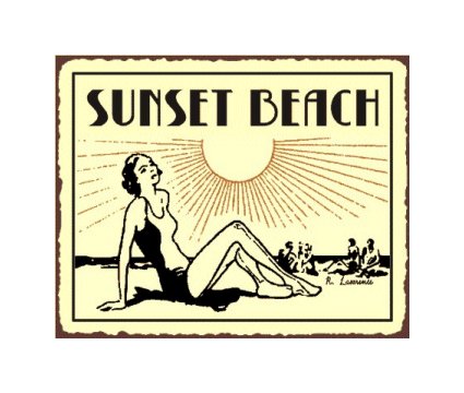 Sunset Beach Metal Art Sign