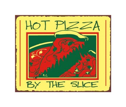 Hot Pizza By the Slice Metal Art Sign