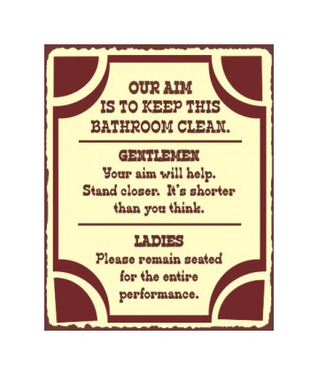 Our Aim is to Keep This Bathroom Clean - Metal Art Sign