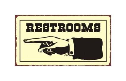 Restrooms to the Left - Metal Art Sign