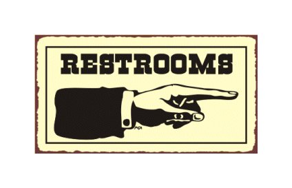 Restrooms to the Right - Metal Art Sign