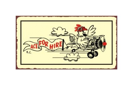 Ace For Hire Airplane Sign - Metal Art Sign