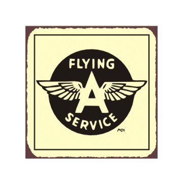 Flying A Service - Airplane Sign - Metal Art Sign