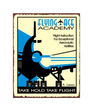 Flying Ace Academy - Take Hold Take Flight - Airplane Sign - Metal Art Sign