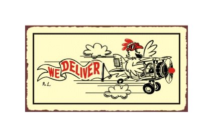 We Deliver - Airplane Sign - Metal Art Sign