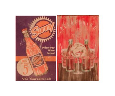 Sunny Cola - Refreshing Soda Fountain Signs - Set of 2 Tin Signs