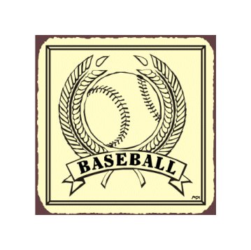 Baseball in Wheat - Metal Art Sign