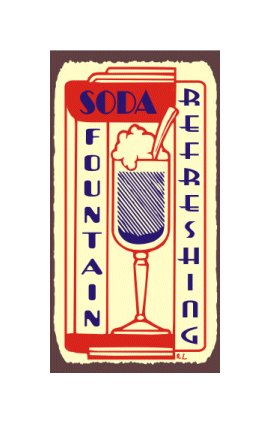 Soda Fountain Refreshing - Metal Art Sign