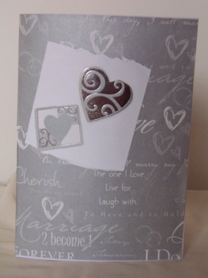 Silver hearts Wedding Card - FREE shipping!