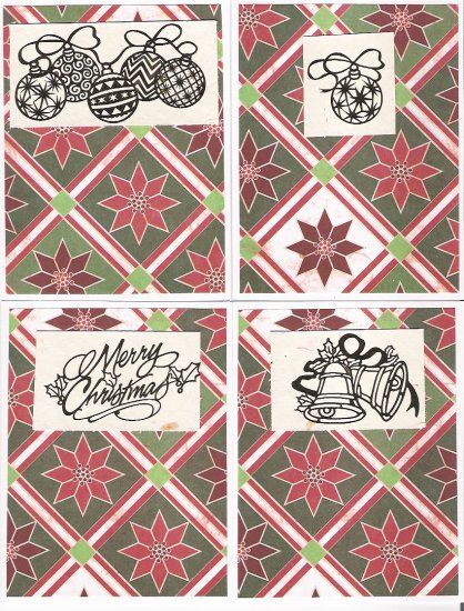 Poinsettia Tile Christmas Cards - set of 12 - FREE shipping!