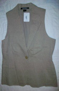 NWT Ellen Tracy Khaki Linen Suiting 1B Vest 8 $258 NEW