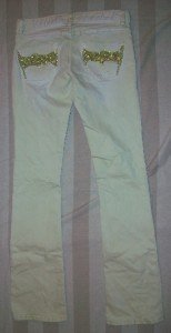 NWT ODYN Gold Embellish Pale Mint Jeans 27 32 x34 $185
