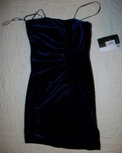 NWT JS Boutique Blue Velvet Cocktail Dress 4 $109 NEW