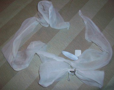 NWT ELIZABETH GILLETTE Silk Chiffon Bow Scarf $109 NEW