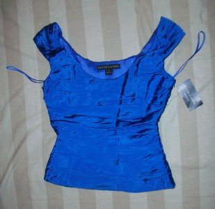 NEW RALPH LAUREN Black Label Cobalt Silk Top 8 $798