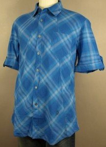 NWT Full Circle Wild Short Sleeve Blue Shirt L NEW $85