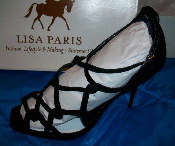 Lisa Paris Tatum Blk Suede Leather Heels 8 NEW NIB $159