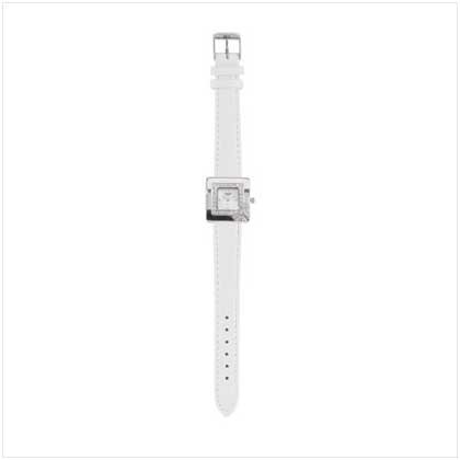 Silver Case White Band Watch