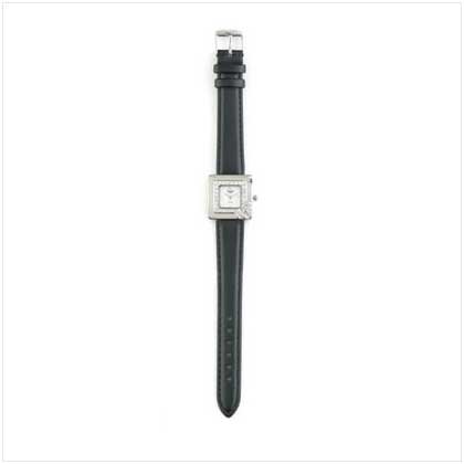 Silver Case Black Band Watch