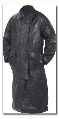 Genuine Leather Cowboy Duster-Style Coat - Medium