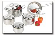 Chefs Secret 9pc 18/10 Stainless Steel Cookware with Hammered Texture