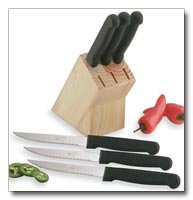 Diamond Cut Steak Knives in wood block