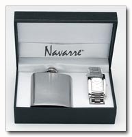 Navarre Mens Watch and Flask Gift Set