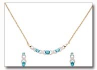 Blue Topaz and Diamond Necklace and Earring Set