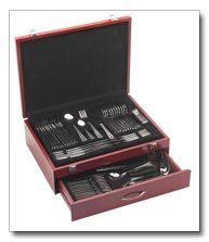 Sterlingcraft 84pc Stainless Steel Flatware Set in wood display box