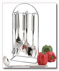 Maxam 7pc Surgical Stainless Steel Kitchen Tool Set With Tubular Stainless Handles