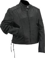 Evel Knievel Ladies Black Genuine Leather Perforated Multi-Season Jacket - Extra Large