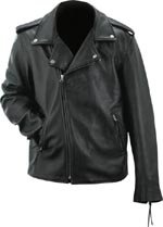 Evel Knievel Mens Black Genuine Leather Classic Motorcycle Jacket - Extra Large