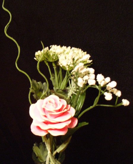 Rose Bouquet # 8 Polymer Clay Rose & Leaves -handmade By Treasure Vallie