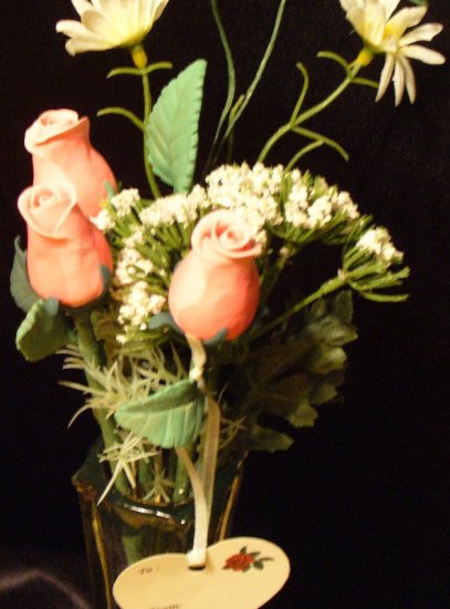 Rose Bouquet # 10 Polymer Clay Rose & Leaves -handmade By Treasure Vallie